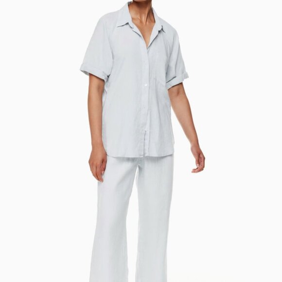 Aritzia Wilfred Free Boyfriend Shortsleeve Button-Up, White, Size XL - Picture 2 of 3